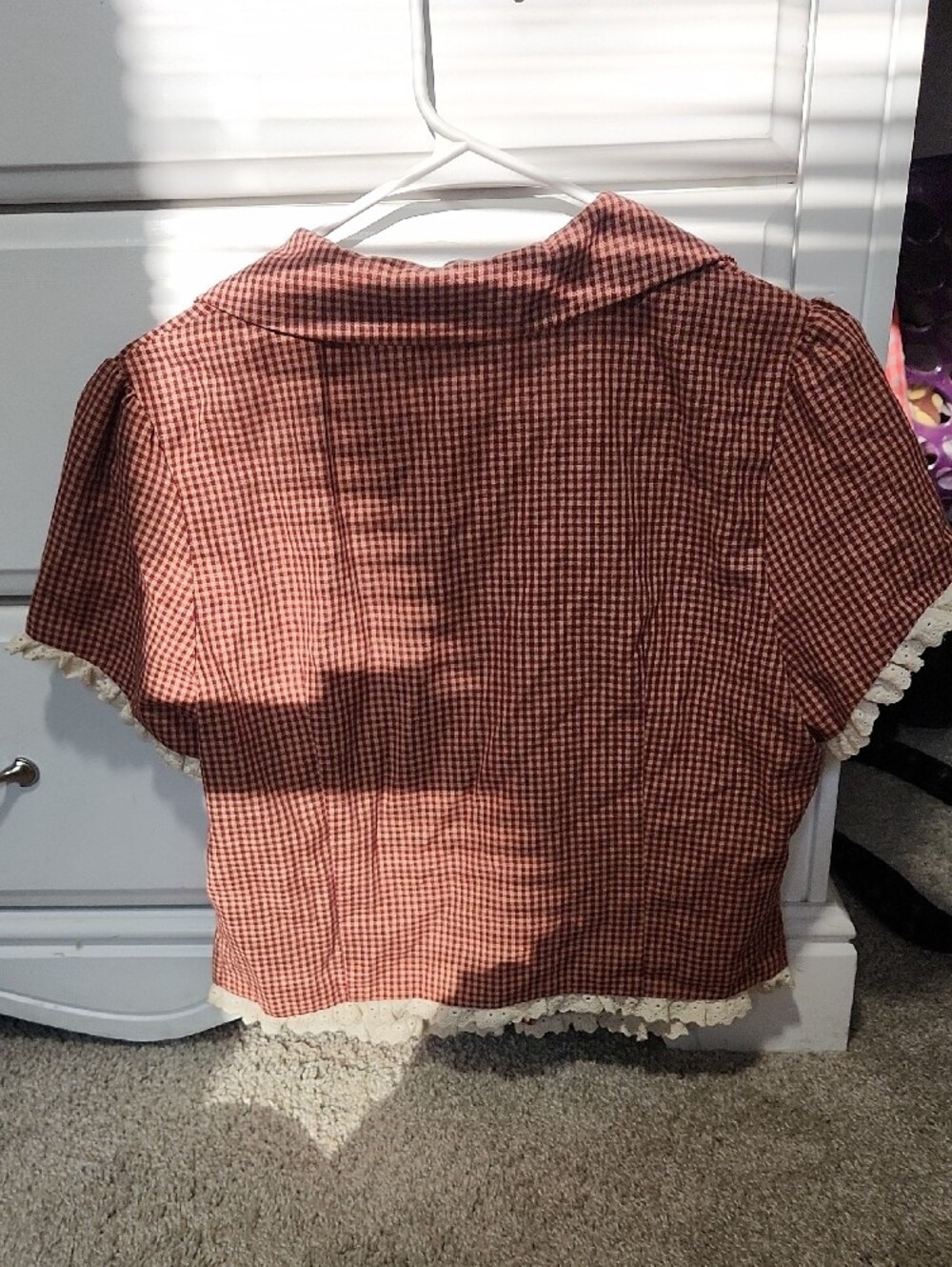 Cider Red and Cream Gingham Top - Picture 3 of 7